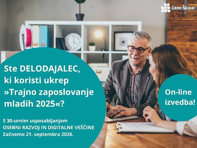 Ste DELODAJALEC, ki koristi ukrep »Trajno zaposlovanje mladih 2025«?
