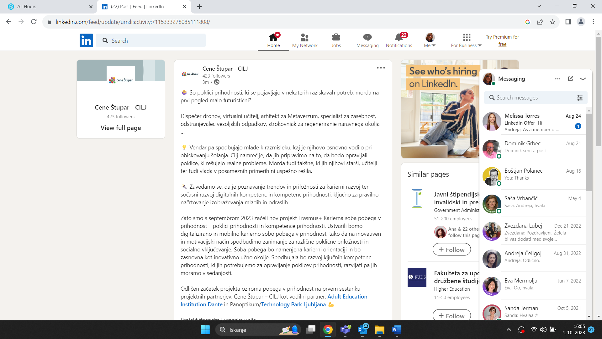 LinkedIn Cene Štupar 4. 10. 2023 1