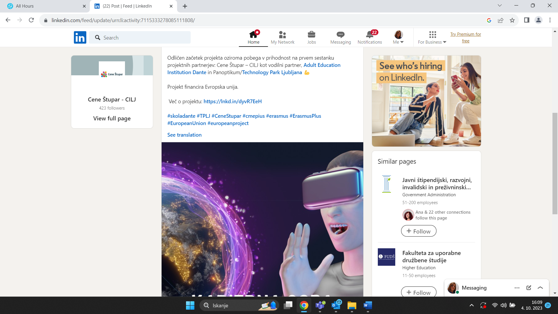 LinkedIn Cene Štupar 4. 10. 2023 2