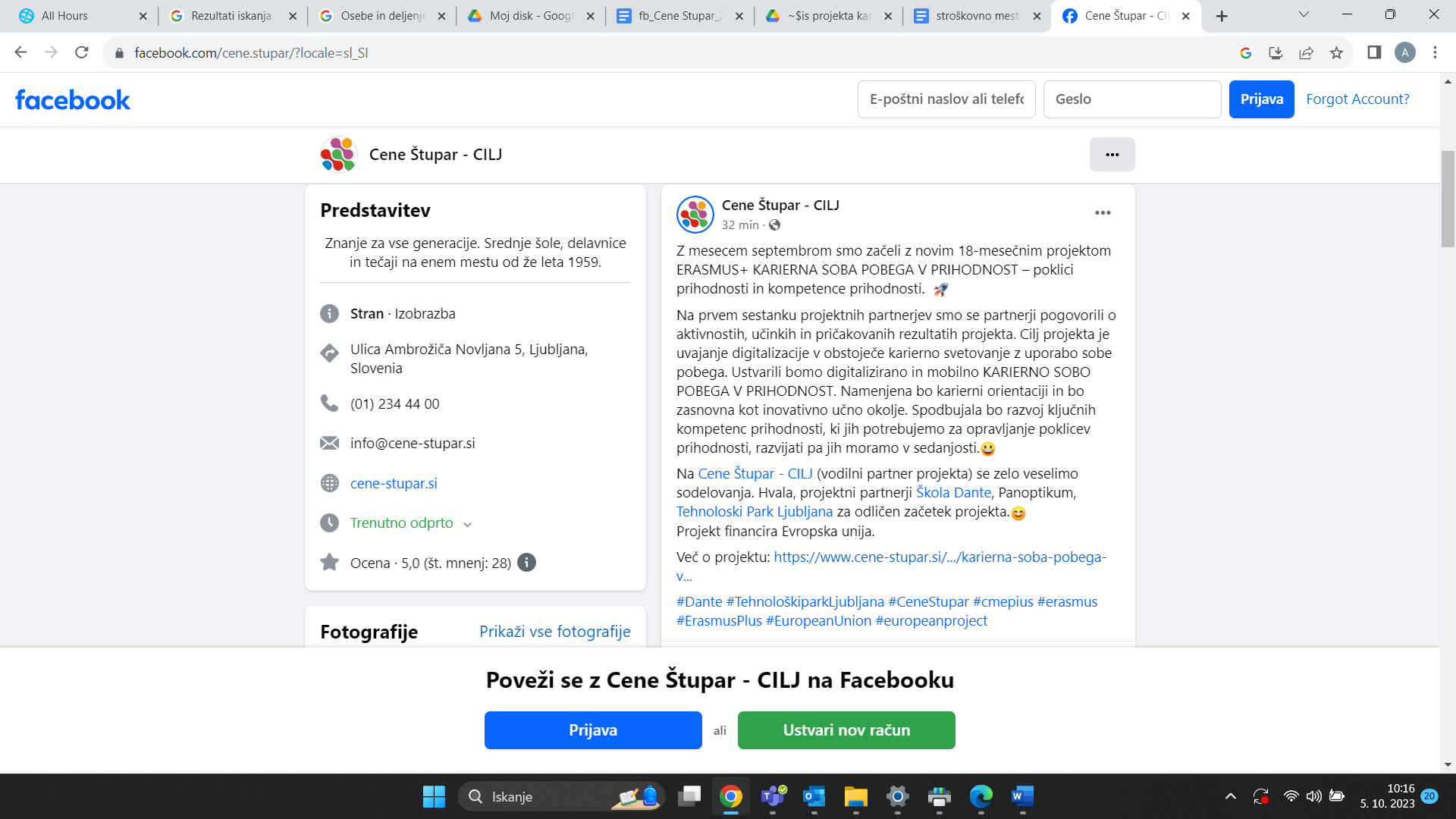 Facebook Cene Štupar 5. 10. 2023 1
