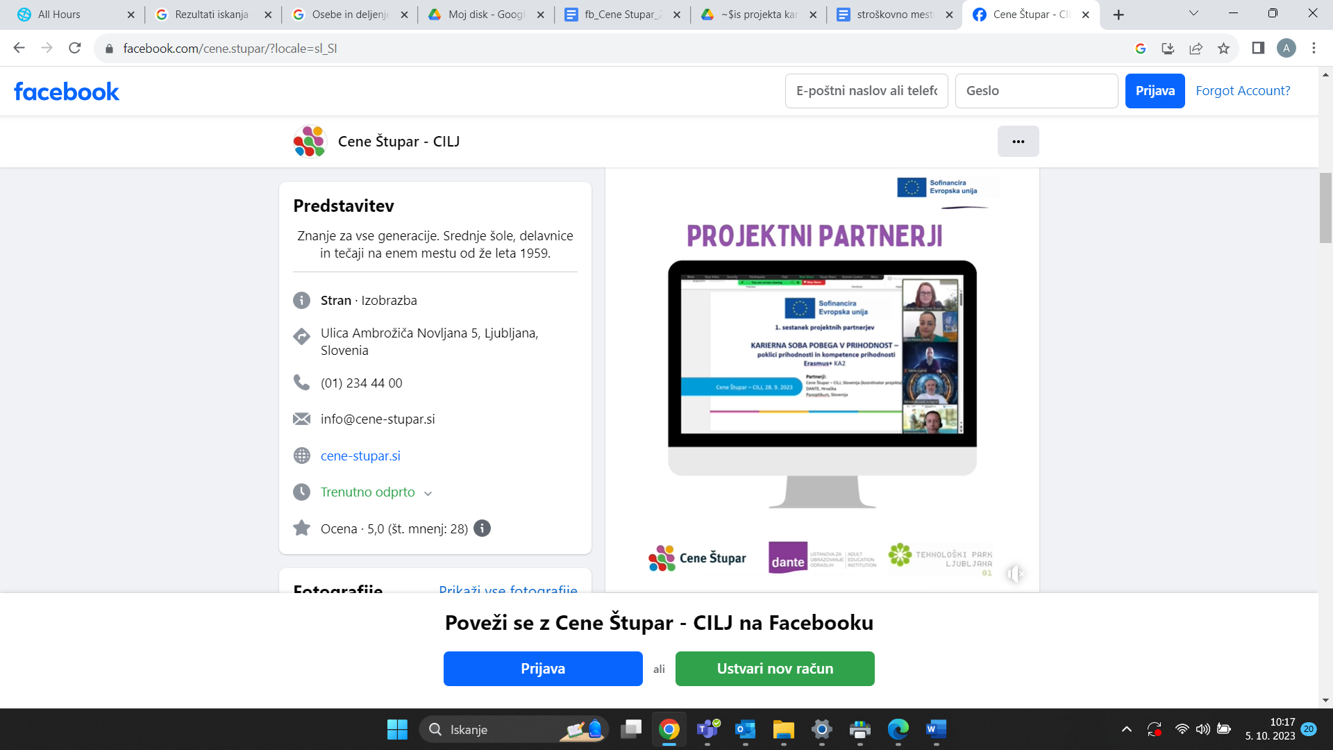 Facebook Cene Štupar 5.10. 2023 2
