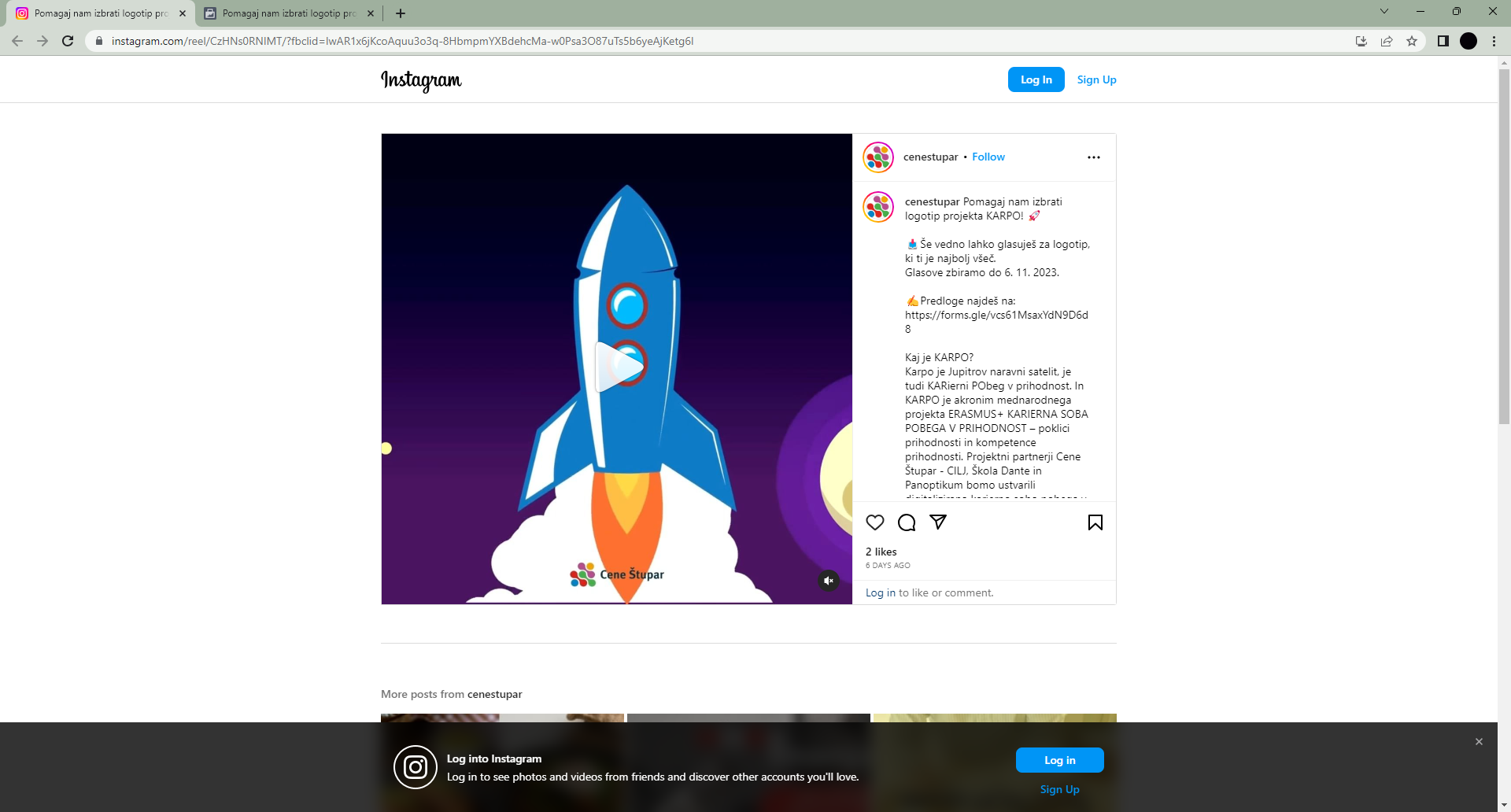 Instagram Cene Štupar 1. 11. 2023 1